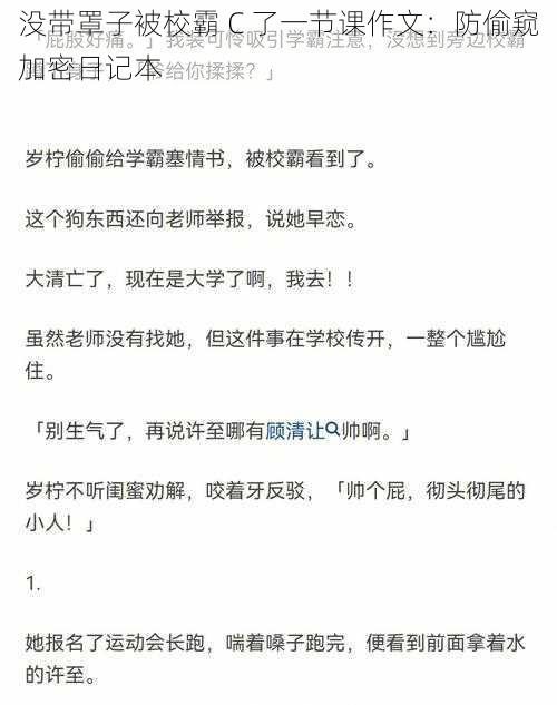 没带罩子被校霸 C 了一节课作文：防偷窥加密日记本