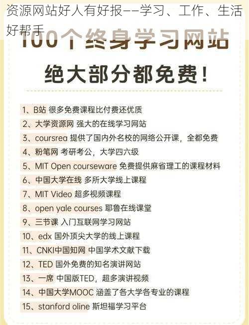 资源网站好人有好报——学习、工作、生活好帮手