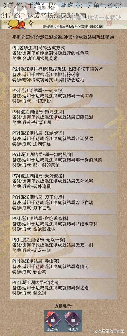 《逆水寒手游》混江湖攻略：男角色名动江湖之路，达成名扬海成就指南