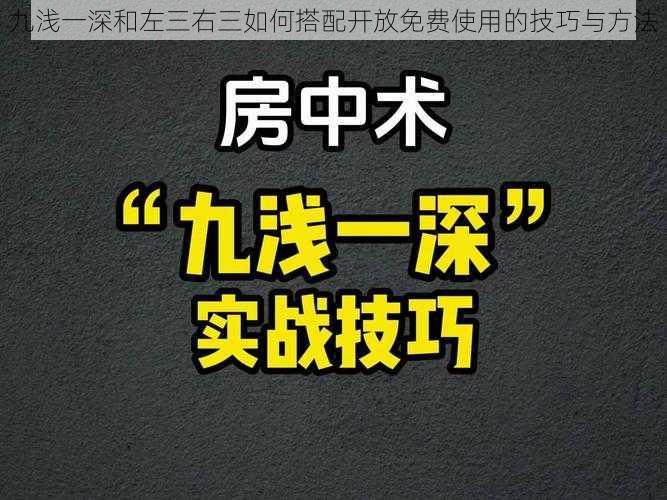 九浅一深和左三右三如何搭配开放免费使用的技巧与方法