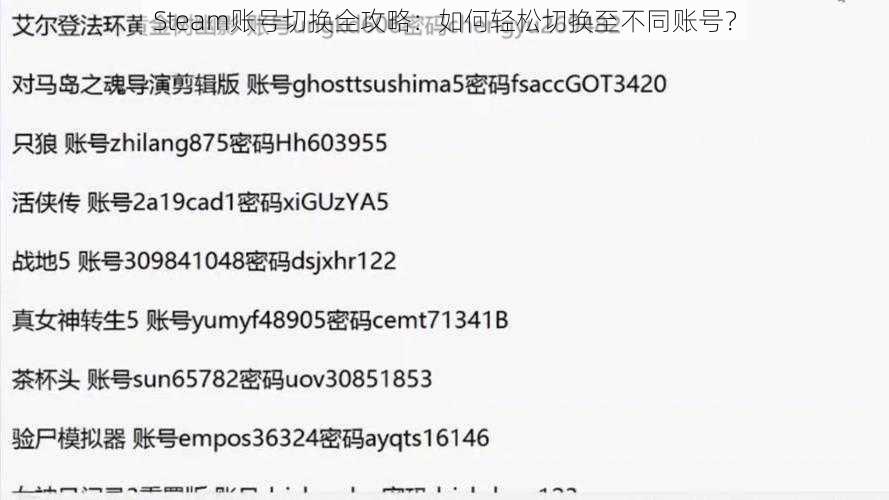 Steam账号切换全攻略：如何轻松切换至不同账号？