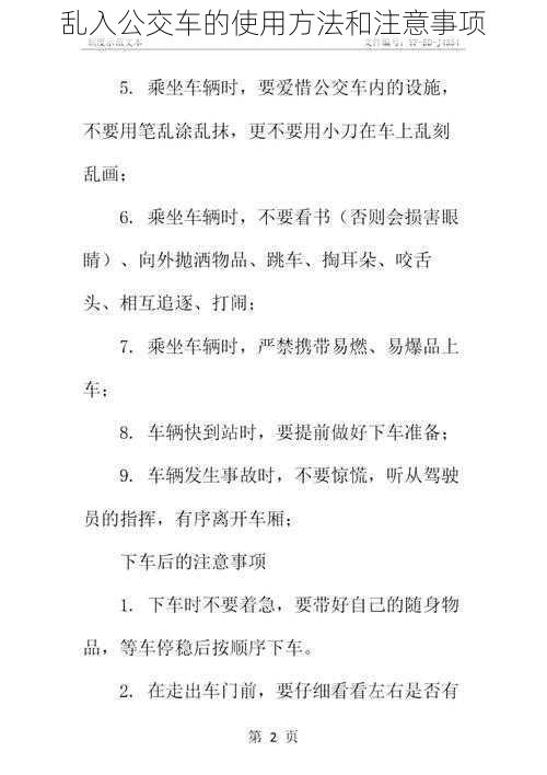 乱入公交车的使用方法和注意事项